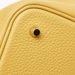 Hermes Jaune Ambre Taurillon Clemence Leather Picotin Lock 22 Bag