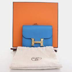 Hermes Constance Blue Frida  Evercolor Slim Wallet