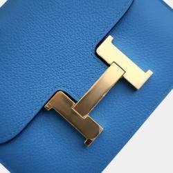 Hermes Constance Blue Frida  Evercolor Slim Wallet