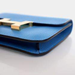 Hermes Constance Blue Frida  Evercolor Slim Wallet