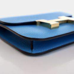 Hermes Constance Blue Frida  Evercolor Slim Wallet