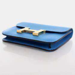 Hermes Constance Blue Frida  Evercolor Slim Wallet
