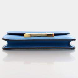Hermes Constance Blue Frida  Evercolor Slim Wallet