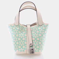 Hermes Daisy Picotin 14 Nata Vert Blanc Swift Lucky Bag