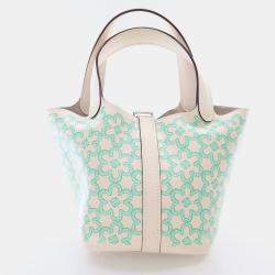 Hermes Daisy Picotin 14 Nata Vert Blanc Swift Lucky Bag