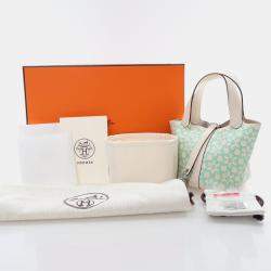 Hermes Daisy Picotin 14 Nata Vert Blanc Swift Lucky Bag