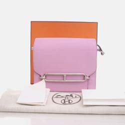 Hermes Roulis 18 Mini Mauve Sylvestre Swift Bag with Strap