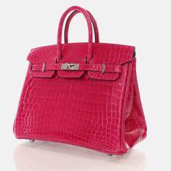  Hermes Birkin 25 Rose Mexico Niloticus Crocodile Tote Bag