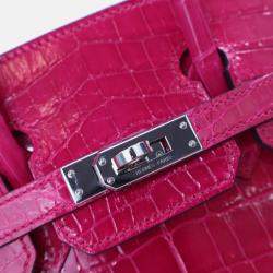  Hermes Birkin 25 Rose Mexico Niloticus Crocodile Tote Bag