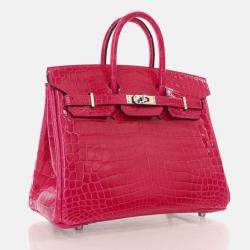  Hermes Birkin 25 Rose Mexico Niloticus Crocodile Tote Bag