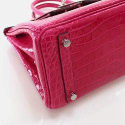  Hermes Birkin 25 Rose Mexico Niloticus Crocodile Tote Bag