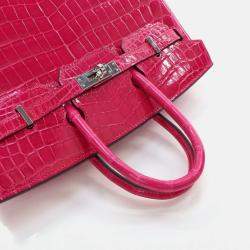 Hermes Birkin 25 Rose Mexico Niloticus Crocodile Tote Bag