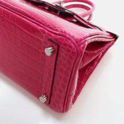  Hermes Birkin 25 Rose Mexico Niloticus Crocodile Tote Bag