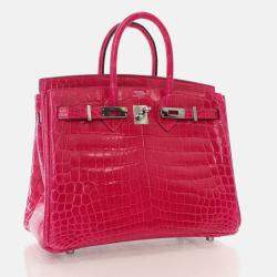  Hermes Birkin 25 Rose Mexico Niloticus Crocodile Tote Bag