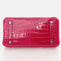  Hermes Birkin 25 Rose Mexico Niloticus Crocodile Tote Bag