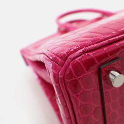  Hermes Birkin 25 Rose Mexico Niloticus Crocodile Tote Bag