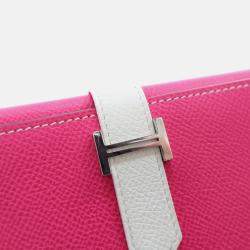 Hermes Bearn Rose Tyrien/White Epsom Wallet