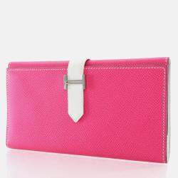 Hermes Bearn Rose Tyrien/White Epsom Wallet