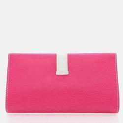 Hermes Bearn Rose Tyrien/White Epsom Wallet