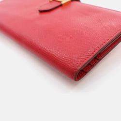Hermes Bearn Red Epsom Trifold Wallet