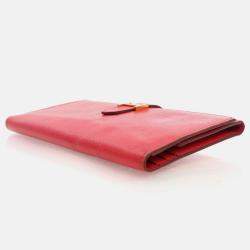 Hermes Bearn Red Epsom Trifold Wallet