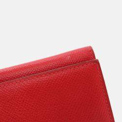 Hermes Bearn Red Epsom Trifold Wallet