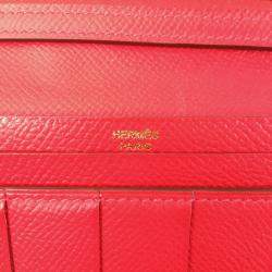 Hermes Bearn Red Epsom Trifold Wallet