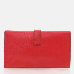 Hermes Bearn Red Epsom Trifold Wallet