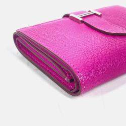 Hermes Bearn Compact Combination Pink Purple Chevre Magnolia Tri-Fold Wallet  
