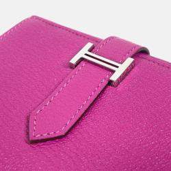 Hermes Bearn Compact Combination Pink Purple Chevre Magnolia Tri-Fold Wallet  