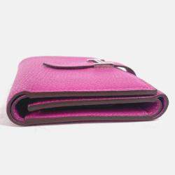 Hermes Bearn Compact Combination Pink Purple Chevre Magnolia Tri-Fold Wallet  