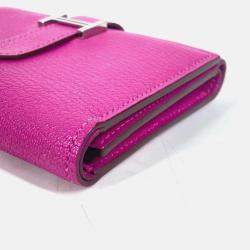 Hermes Bearn Compact Combination Pink Purple Chevre Magnolia Tri-Fold Wallet  
