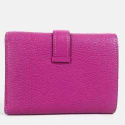 Hermes Bearn Compact Combination Pink Purple Chevre Magnolia Tri-Fold Wallet  