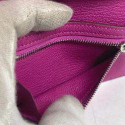 Hermes Bearn Compact Combination Pink Purple Chevre Magnolia Tri-Fold Wallet  