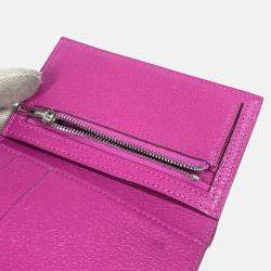 Hermes Bearn Compact Combination Pink Purple Chevre Magnolia Tri-Fold Wallet  