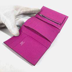 Hermes Bearn Compact Combination Pink Purple Chevre Magnolia Tri-Fold Wallet  