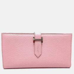 Hermes Long Pink Leather Wallet