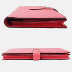 Hermes Bearn Soufflet Pink Epsom Leather Long Wallet 