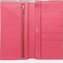 Hermes Bearn Soufflet Pink Epsom Leather Long Wallet 