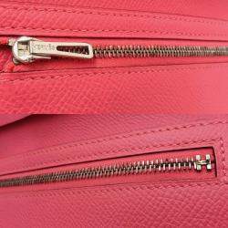 Hermes Bearn Soufflet Pink Epsom Leather Long Wallet 