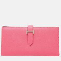 Hermes Bearn Soufflet Pink Epsom Leather Long Wallet 