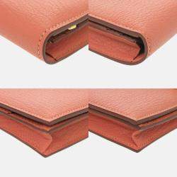 Hermes Bearn Soufflet Taurillon Clemence Rose Tea Pink Long Wallet