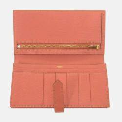 Hermes Bearn Soufflet Taurillon Clemence Rose Tea Pink Long Wallet