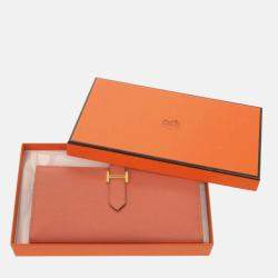 Hermes Bearn Soufflet Taurillon Clemence Rose Tea Pink Long Wallet