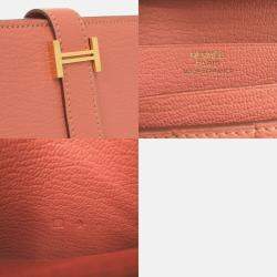 Hermes Bearn Soufflet Taurillon Clemence Rose Tea Pink Long Wallet