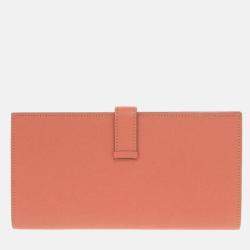 Hermes Bearn Soufflet Taurillon Clemence Rose Tea Pink Long Wallet