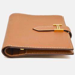 Hermes Bearn Gold Epsom Leather Compact Bi-Fold Wallet
