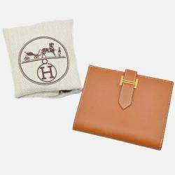 Hermes Bearn Gold Epsom Leather Compact Bi-Fold Wallet