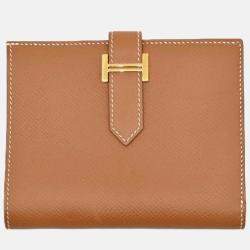 Hermes Bearn Gold Epsom Leather Compact Bi-Fold Wallet