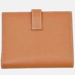 Hermes Bearn Gold Epsom Leather Compact Bi-Fold Wallet